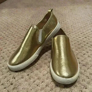 Gold Metallic Slip Ons